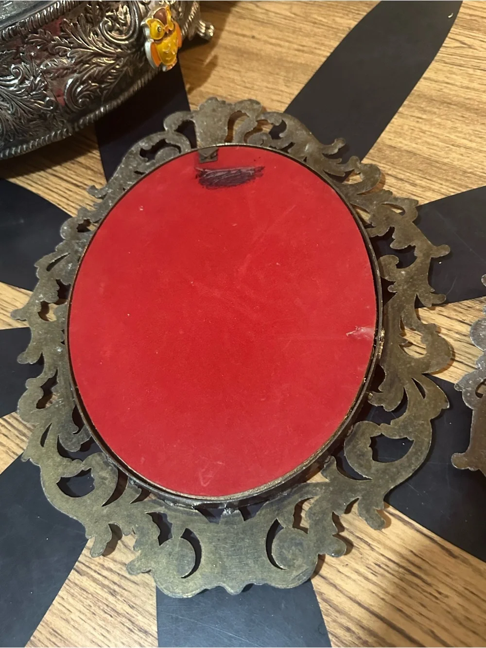 Vintage Ornate bubble glass picture frames - convex glass